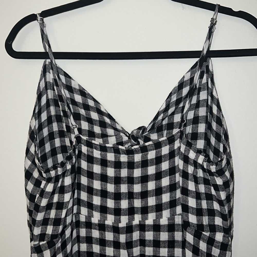 Rails black and white checkered spaghetti strap linen mini dress Size Large - Picture 4 of 6